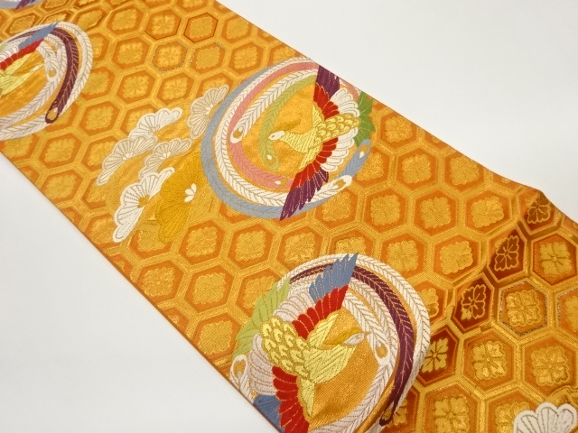 JAPANESE FUKURO OBI / WOVEN KIKKO WITH FLOWER